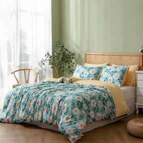 img 3 attached to 🌼 Queen Size Botanical Duvet Cover – Reversible White Daisy Floral Design – 3 Piece Soft Lightweight Microfiber Bedding Set with Zipper Ties – Includes 1 Duvet Cover & 2 Pillowcases – No Comforter Included