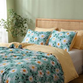 img 2 attached to 🌼 Queen Size Botanical Duvet Cover – Reversible White Daisy Floral Design – 3 Piece Soft Lightweight Microfiber Bedding Set with Zipper Ties – Includes 1 Duvet Cover & 2 Pillowcases – No Comforter Included