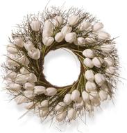 🌼 24 inch bristle branch spring wreath with white tulip flowers by national tree company: ideal for front door or home decoration логотип