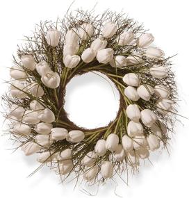 img 4 attached to 🌼 24 Inch Bristle Branch Spring Wreath with White Tulip Flowers by National Tree Company: Ideal for Front Door or Home Decoration