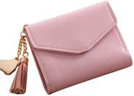 👛 pink leather wallet for women & girls: compact credit card holder & stylish purse logo