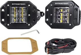 img 4 attached to 🚚 Мощные LED прожекторы OFFROADTOWN для грузовика, UTV, SUV, лодки - 2 шт 12V 48W светодиодная рабочая панель с монтажом на решетке - Надежные светодиодные фары для вождения.