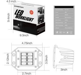 img 3 attached to 🚚 Мощные LED прожекторы OFFROADTOWN для грузовика, UTV, SUV, лодки - 2 шт 12V 48W светодиодная рабочая панель с монтажом на решетке - Надежные светодиодные фары для вождения.