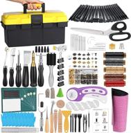 🛠️ complete 215-piece leather working tools kit: craft, stamping, cut, and create with quality supplies in a tool box - includes instructions, rotary cutter, waxed thread, and more! logo