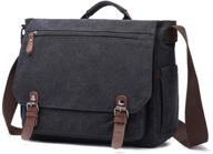 👜 stylish vintage canvas messenger bag: perfect school shoulder bag for 13.3-15inch laptop, ideal business briefcase logo