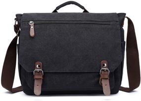 img 3 attached to 👜 Stylish Vintage Canvas Messenger Bag: Perfect School Shoulder Bag for 13.3-15inch Laptop, Ideal Business Briefcase