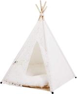 🐾 dewel pet teepee with cushion - portable 27.5 inch tall dog & cat tent for small medium dogs and cats - foldable pet teepee tent with soft bed - ideal indoor pet house for puppy, kitten, and rabbit логотип