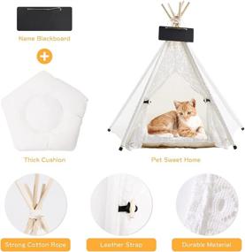 img 3 attached to 🐾 DEWEL Pet Teepee with Cushion - Portable 27.5 Inch Tall Dog & Cat Tent for Small Medium Dogs and Cats - Foldable Pet Teepee Tent with Soft Bed - Ideal Indoor Pet House for Puppy, Kitten, and Rabbit