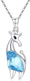 img 4 attached to 🐱 Women's 925 Sterling Silver Animal Pendant Necklace - Cat Frog Bat Mermaid Giraffe - Austrian Circle Crystal Jewelry for Christmas Birthday Gift