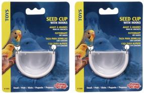 img 1 attached to 🐦 Convenient Living World 2-Pack Seed Cups with Hooks - Perfect for Small Birds!