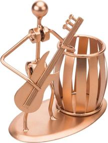 img 1 attached to 🎸 Copper-Toned Metal Guitar Rocker Pen/Pencil Holder Cup/Tabletop Office Supply Organizer by MyGift