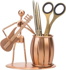 img 4 attached to 🎸 Copper-Toned Metal Guitar Rocker Pen/Pencil Holder Cup/Tabletop Office Supply Organizer by MyGift