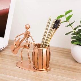 img 2 attached to 🎸 Copper-Toned Metal Guitar Rocker Pen/Pencil Holder Cup/Tabletop Office Supply Organizer by MyGift