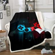 🎮 gaming throw blanket for teens - perfect gamer gift for boys, girls, and young men - video games sherpa blanket with chic abstract gamepad design - luxuriously soft microfiber lightweight bed blanket - black, red, blue - 50"x60 logo