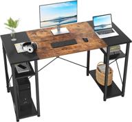 🖥️ ecoprsio computer desk: 47 inch home office desk with 4 storage shelves - industrial study writing table with splice board, rustic and black - sturdy simple laptop pc desk logo