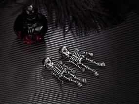 img 3 attached to 🎃 RareLove Gothic Halloween Costume Earrings: Funny Skull Skeleton Dangle Studs for Women/Girls, Alloy Plated - Spookily Stylish!