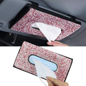 img 4 attached to Yijueled Bling Car Tissue Holder: Stylish Sun Visor Napkin Box Dispenser
