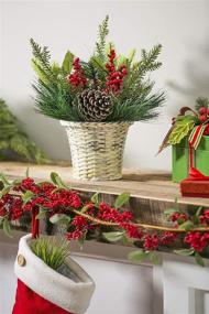 img 1 attached to 🎄 Cypress Home Holiday Holly and Pinecone Tabletop Floral Arrangement