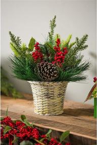 img 3 attached to 🎄 Cypress Home Holiday Holly and Pinecone Tabletop Floral Arrangement