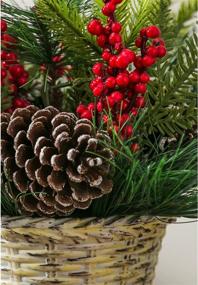 img 2 attached to 🎄 Cypress Home Holiday Holly and Pinecone Tabletop Floral Arrangement