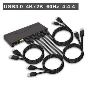 img 3 attached to CKLau 4Kx2K@60Hz 4 Port HDMI KVM Switch with Cables, 2 pcs USB 3.0 Hub, Audio & Wireless Keyboard Mouse Support
