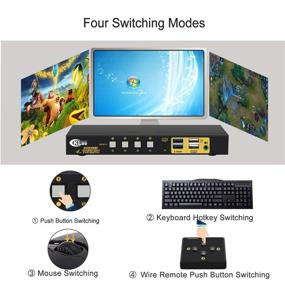 img 1 attached to CKLau 4Kx2K@60Hz 4 Port HDMI KVM Switch with Cables, 2 pcs USB 3.0 Hub, Audio & Wireless Keyboard Mouse Support