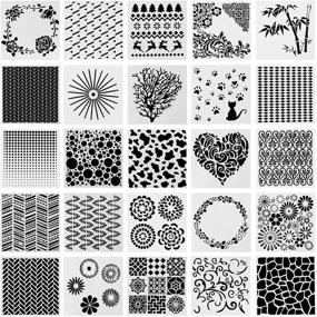 img 4 attached to SOTOGO 25 Pcs Mixed Pattern Hollow Out Painting Stencils: Versatile Square-shaped Plastic Stencils for Wood, Journaling, Scrapbooking, and DIY Drawing
