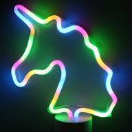 🦄 xiyunte unicorn neon sign with base - battery powered led unicorn light for home decor - colorful neon sign for bedroom, kids room, living room, bar, party, christmas, wedding логотип