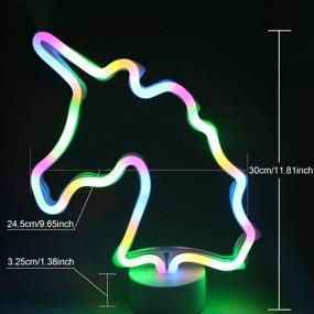 img 3 attached to 🦄 XIYUNTE Unicorn Neon Sign with Base - Battery Powered LED Unicorn Light for Home Decor - Colorful Neon Sign for Bedroom, Kids Room, Living Room, Bar, Party, Christmas, Wedding