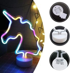 img 1 attached to 🦄 XIYUNTE Unicorn Neon Sign with Base - Battery Powered LED Unicorn Light for Home Decor - Colorful Neon Sign for Bedroom, Kids Room, Living Room, Bar, Party, Christmas, Wedding