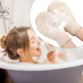 img 2 attached to 🧤 Deep Exfoliating Bath Shower Mitt Set - Scrubbing Gloves for Effective Body Exfoliation