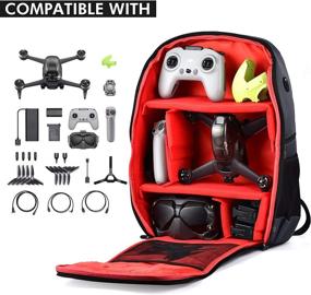 img 3 attached to 🎒 Waterproof Shockproof Shoulder Bag Case with Rain Cover for DJI FPV Combo Drone, Goggles V2, Remote Controller 2, and Accessories - High-Density Nylon Storage Case