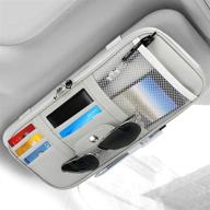 🚗 gray car sun visor organizer, multi-pocket storage pocket with zipper, sunglass holder & tissue case bag for card license registration, auto interior accessories truck organizer pouch logo