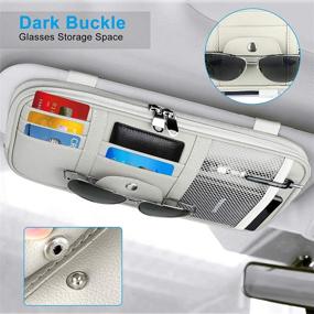 img 2 attached to 🚗 Gray Car Sun Visor Organizer, Multi-Pocket Storage Pocket with Zipper, Sunglass Holder & Tissue Case Bag for Card License Registration, Auto Interior Accessories Truck Organizer Pouch