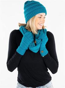 img 2 attached to Beanie Glove Scarf Bundle Teal Boys' Accessories
