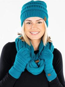 img 3 attached to Beanie Glove Scarf Bundle Teal Boys' Accessories