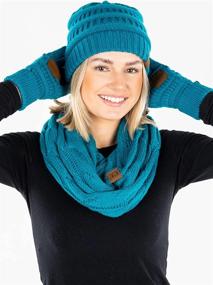 img 1 attached to Beanie Glove Scarf Bundle Teal Boys' Accessories