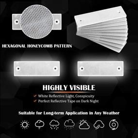img 1 attached to 🔆 Rustark 50 Pcs White Plastic Rectangular Stick-on Car Reflector Sticker Waterproof Warning Plate Adhesive Reflective with Screw Holes for Universal Vehicles (White)