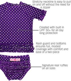 img 1 attached to RuffleButts Polka Dot Rash Guard Swimsuit Set: UPF 50+ Sun Protection for Baby/Toddler Girls