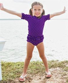 img 3 attached to RuffleButts Polka Dot Rash Guard Swimsuit Set: UPF 50+ Sun Protection for Baby/Toddler Girls