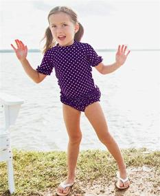 img 2 attached to RuffleButts Polka Dot Rash Guard Swimsuit Set: UPF 50+ Sun Protection for Baby/Toddler Girls