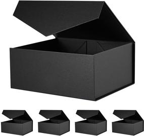 img 4 attached to 5 больших подарочных коробок JINMING, 9,5x7x4 дюйма, черные подарочные коробки с крышками, коробки для свидетелей, складные подарочные коробки с магнитным замком.