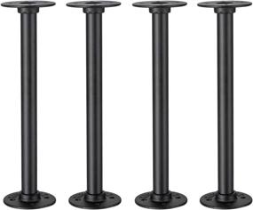 img 4 attached to Versatile 4 Pack Industrial Pipe Table Legs for Custom Vintage Furniture, Rustic Iron Desk Leg Corner, Table Shelf Support - 12IN