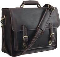 polare full grain leather laptop briefcase messenger bag vintage travel case for men logo