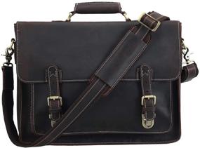 img 3 attached to Polare Full Grain Leather Laptop Briefcase Messenger Bag Vintage Travel Case For Men