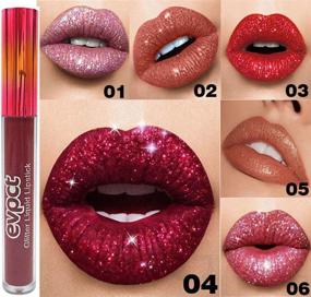 img 3 attached to 💄 EVPCT 6Pcs Matte to Glitter Liquid Lipstick: Sparkling 6-Color Lips Set Kit, Diamond Red Glitter, Waterproof, Long-Lasting, Metallic Shimmer, Brown Pink Lipgloss Lip Gloss Sets for Women