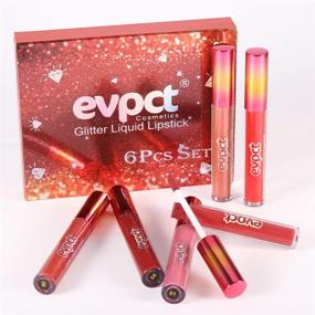 img 2 attached to 💄 EVPCT 6Pcs Matte to Glitter Liquid Lipstick: Sparkling 6-Color Lips Set Kit, Diamond Red Glitter, Waterproof, Long-Lasting, Metallic Shimmer, Brown Pink Lipgloss Lip Gloss Sets for Women