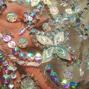 img 2 attached to 💎 Exquisite Noble Pure Handmade Crystal AB Beaded Rhinestone Patches for DIY Wedding Dress Trim - 38x56cm