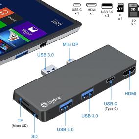 img 3 attached to 🔌 【2022 Enhanced】 Surface Pro 6/Pro 5/Pro 4 Docking Station, Jaydear 6 in 2 Dock Adapter Hub with 4K HDMI via Mini Displayport, USB C Port, Dual USB 3.0 Ports(5Gbps), SD/TF Slot-T801