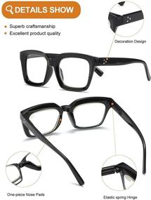 img 1 attached to 👓 Stylish 3 Pack Oversize Square Design Reading Glasses for Women - Blue Light Blocking Computer Readers